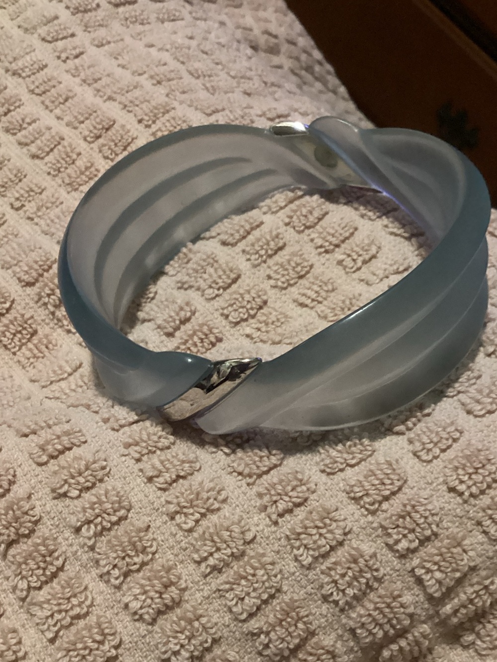 Classic Frosted Blue Twisted Bangle Bracelet